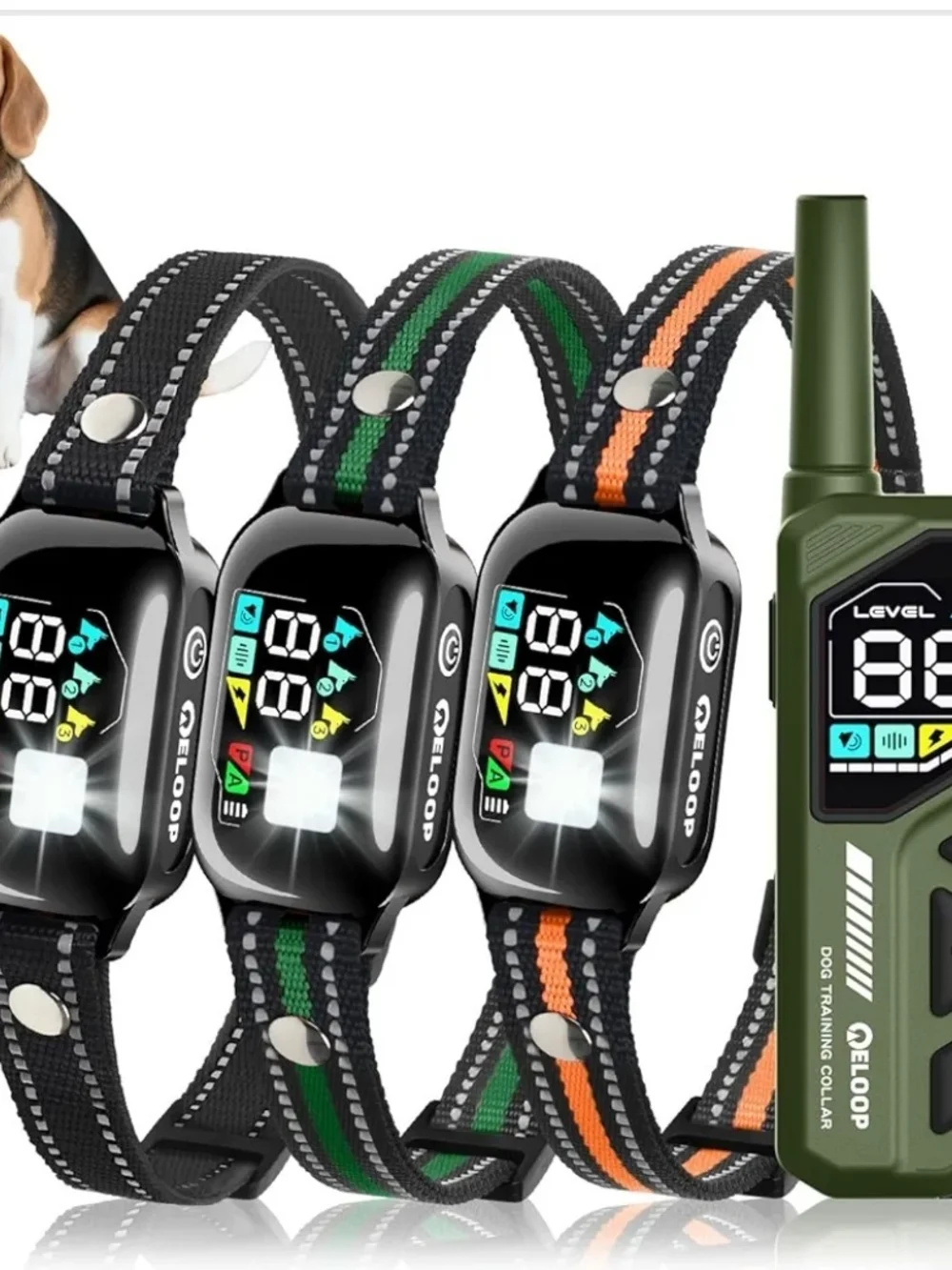 ELoop Dog Training Shock Collar Remote 3300FT IPX7 Rechargeable 3 Dog 5-120lb
